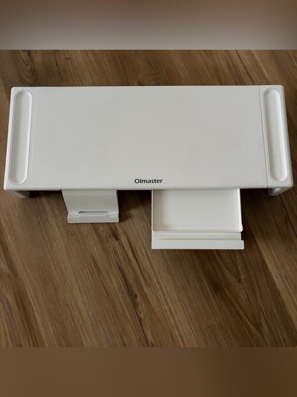 Olmaster White Elevated Monitor Stand with Drawers
